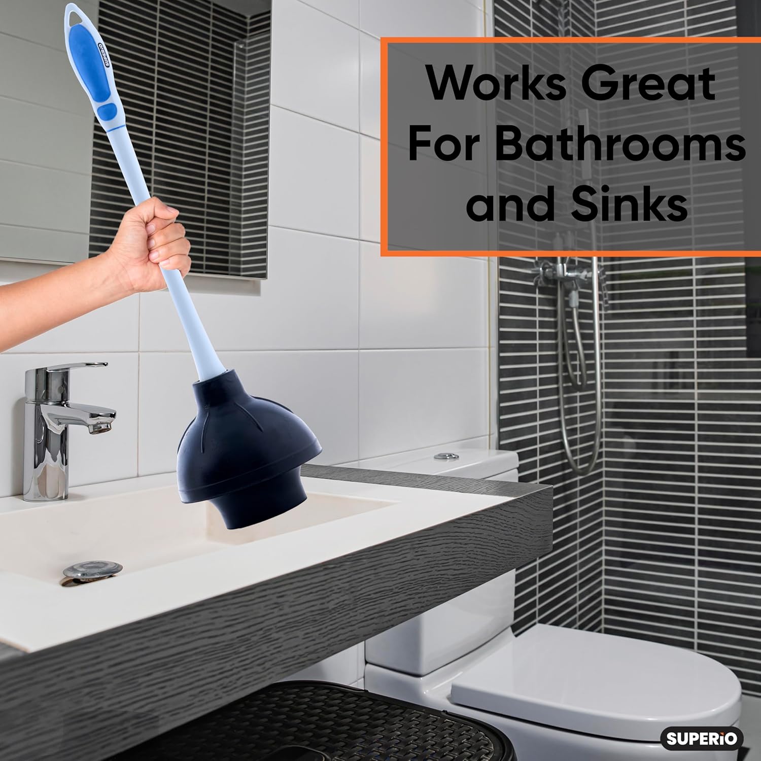 Superio Toilet Plunger and Holder Blue 2-Pack 1