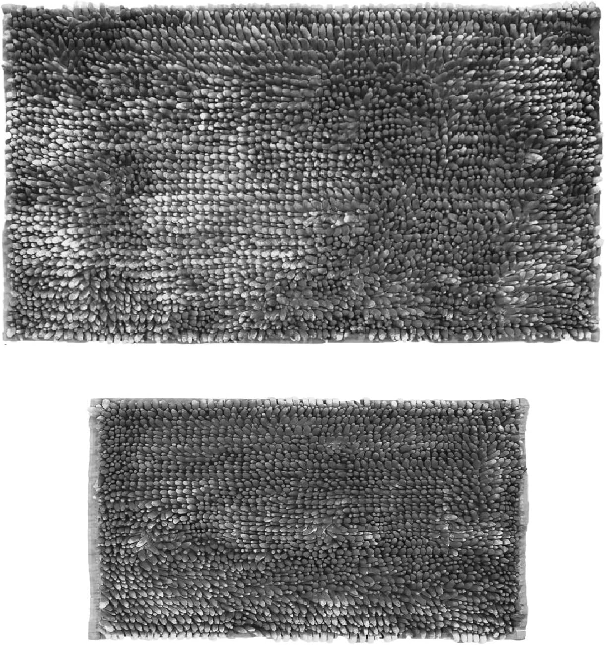 BH Home Linen 2-Piece Butter Chenille Bath Mats Set Grey
