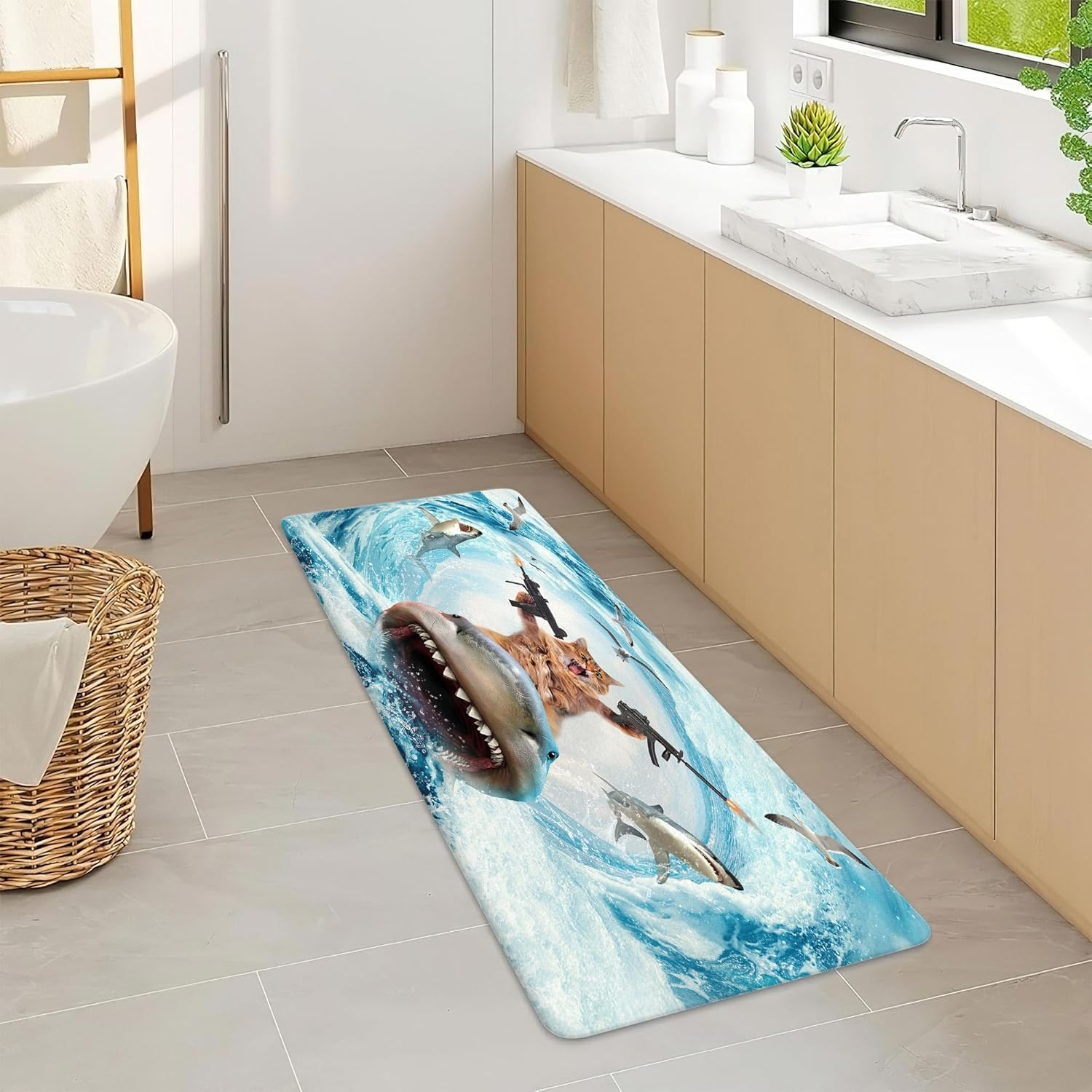 Funny Cat Bath Mat 17X29 Inches Non Slip