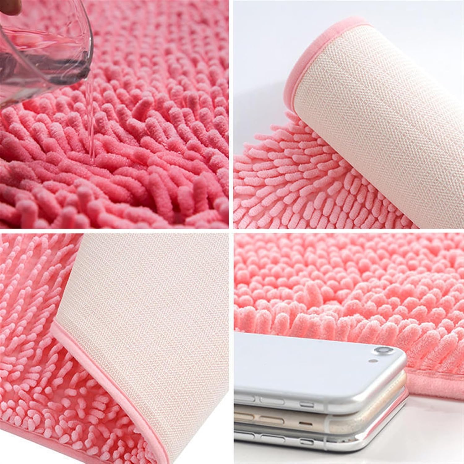 Reyox Thick Chenille Bath Mat 16x26ft Non Slip Orange