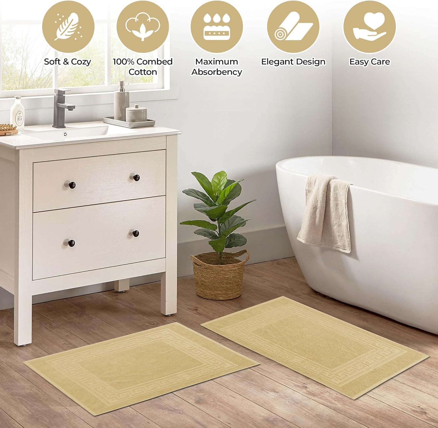 Superior Bath Mat Set of 2 22x35 Cotton