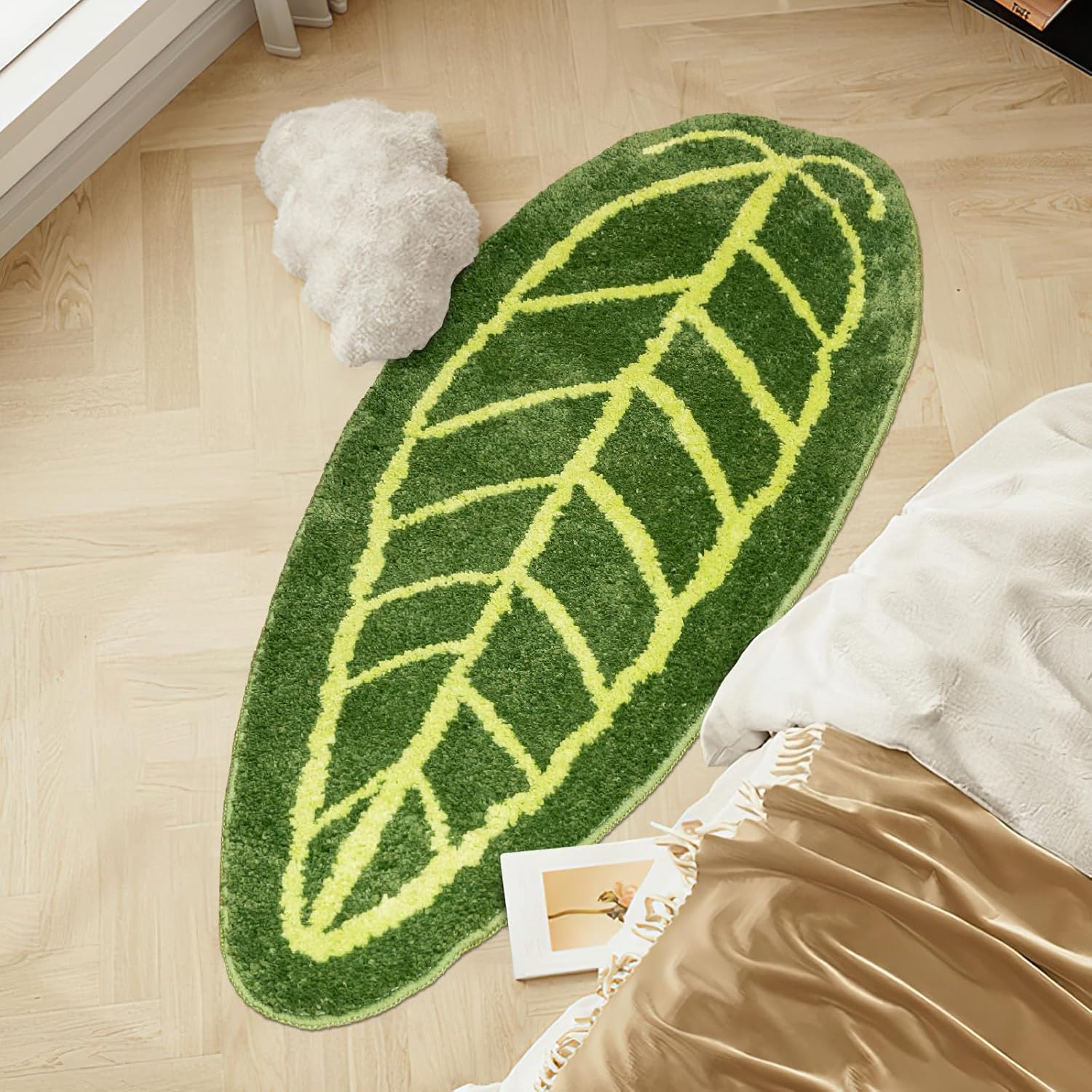Sisher Green Leaf Bath Mat 46x18