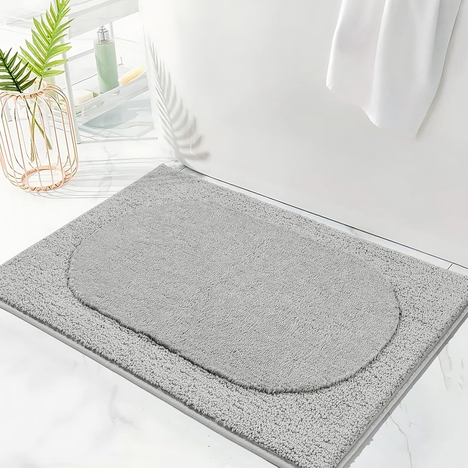 DEXDE 30x20 Bathroom Rug Gray Ultra Soft Absorbent