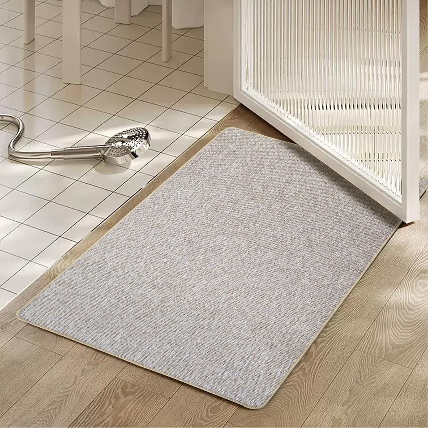 Yancorp Thin Non-Slip Bathroom Rugs 16x28 Inch Khaki