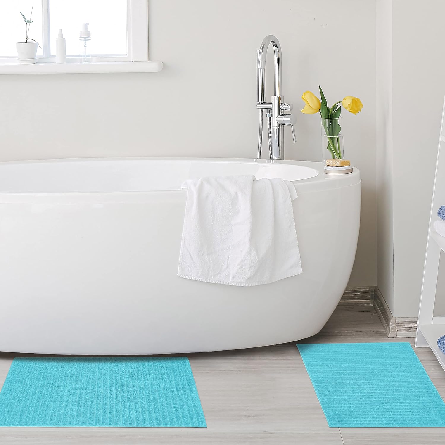 Superior Striped Bath Mats 2-Pack - Turquoise