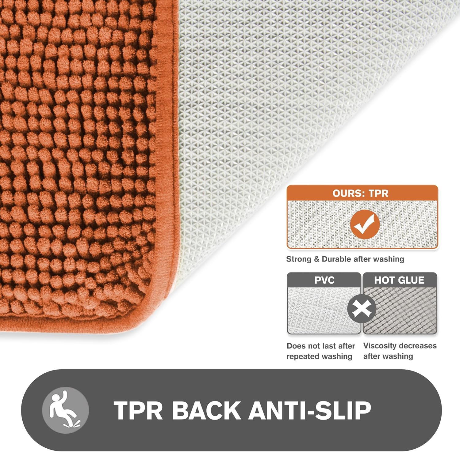 PureSwan Burnt Orange Bath Mat - 17 x 24