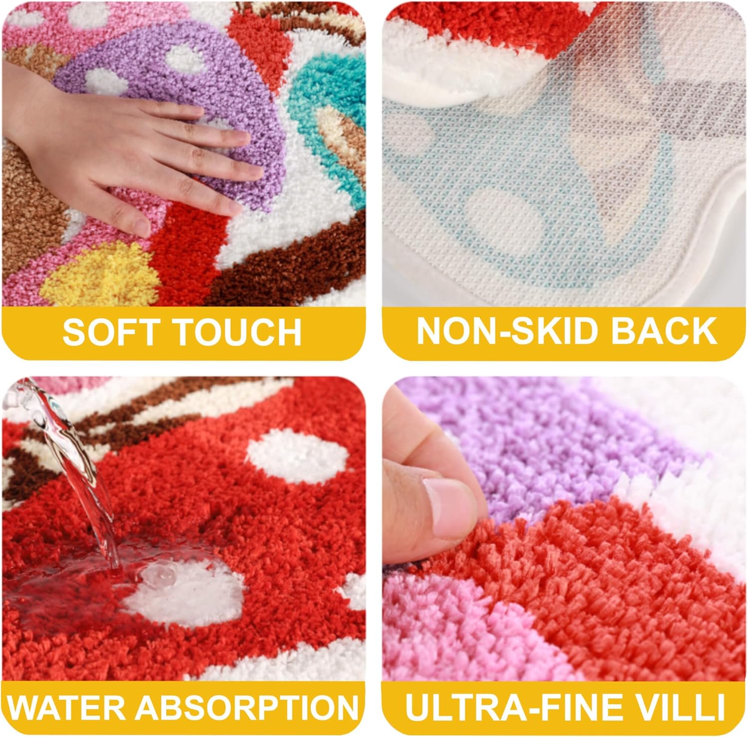 Mushroom Bathroom Rug - Non-Slip Soft and Absorbent