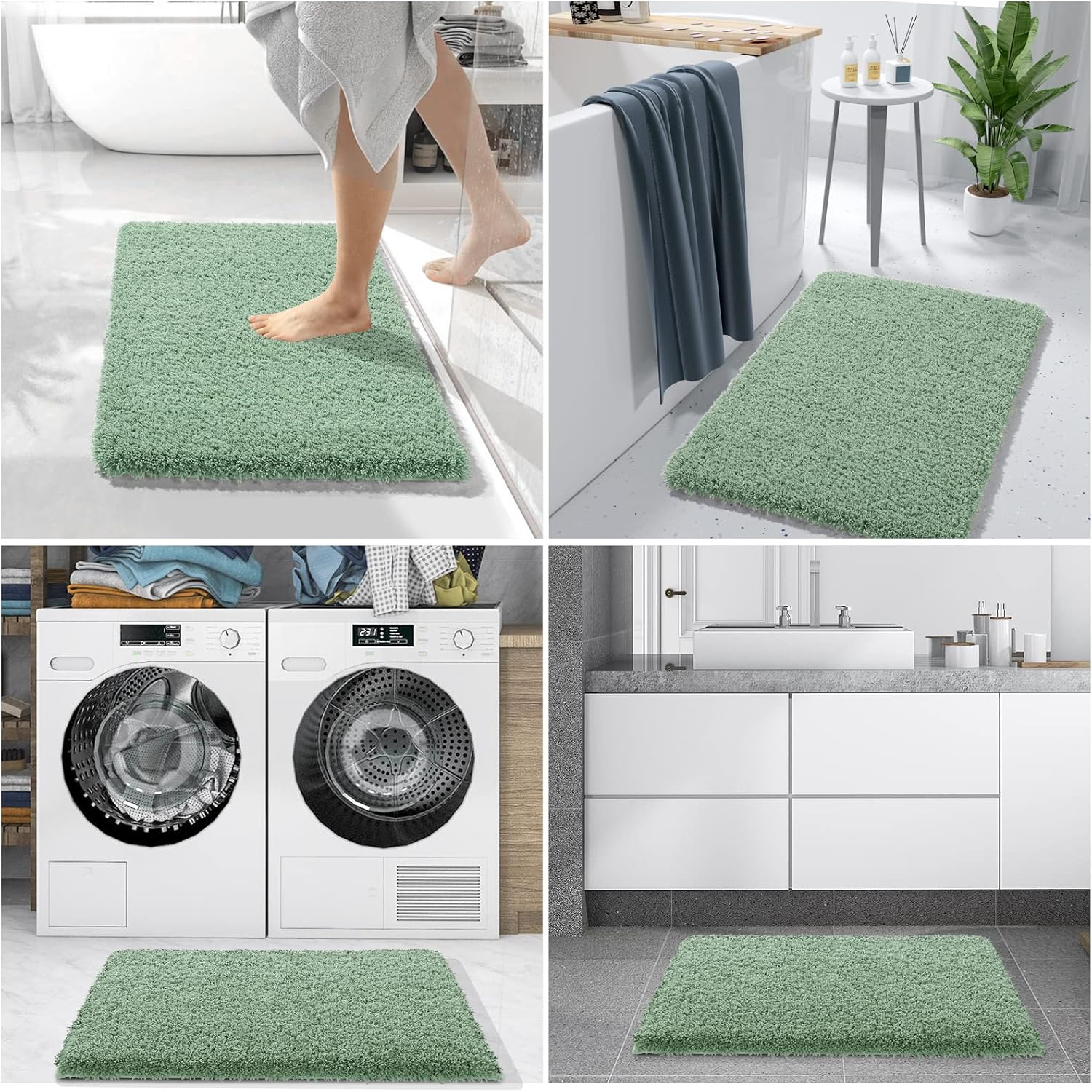 Yimobra Luxury Fluffy Bath Rug 36x24 Pure Light Green