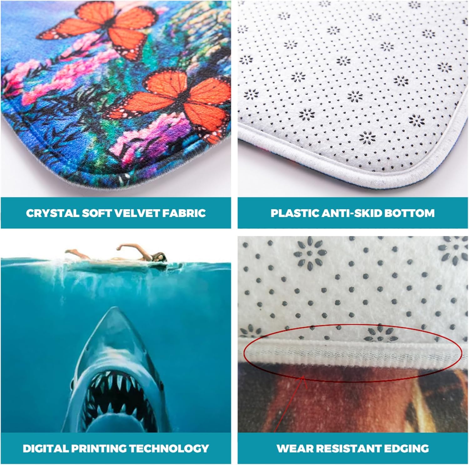 16x24 Waterproof Shark Decor Rug for Bathroom