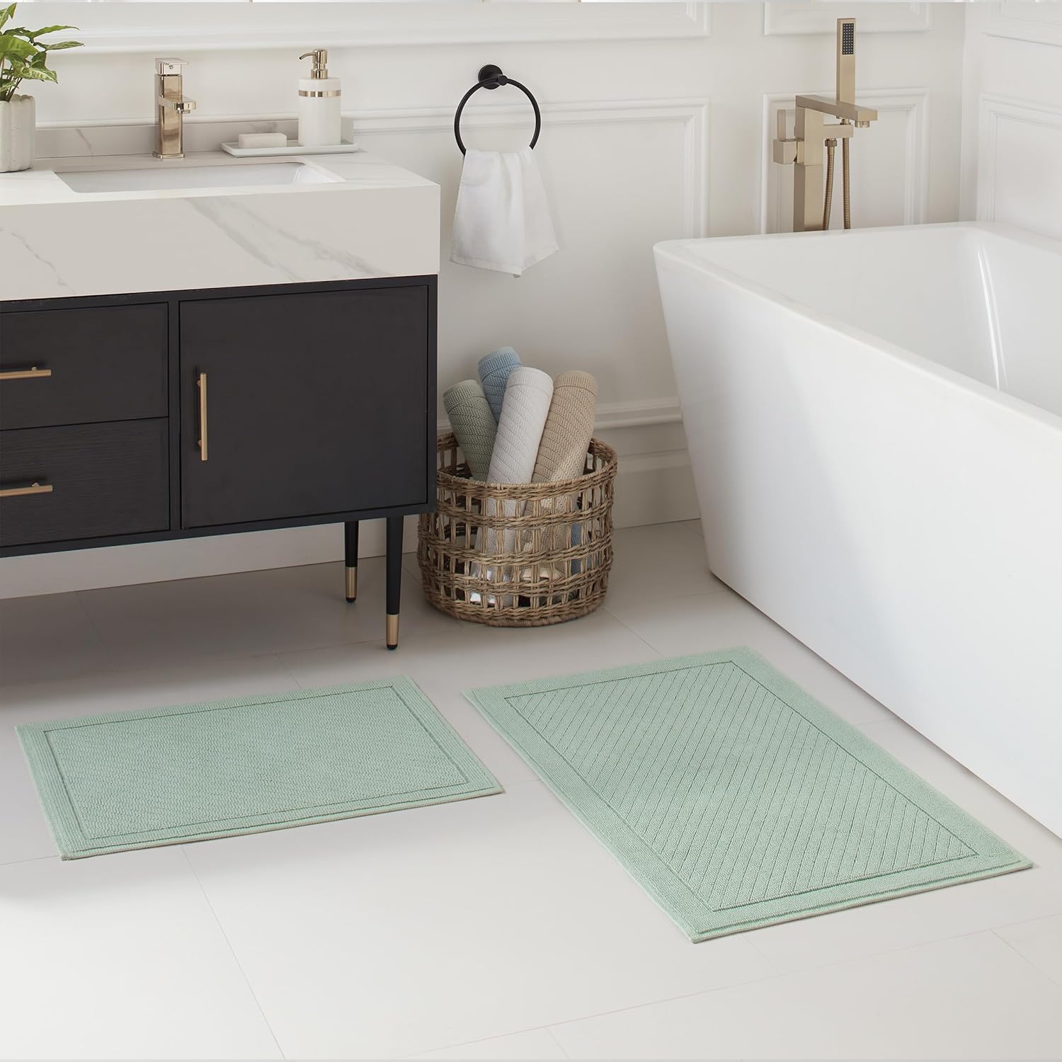 Arkwright 100 Cotton Bath Rug - Green 20x32 in 1