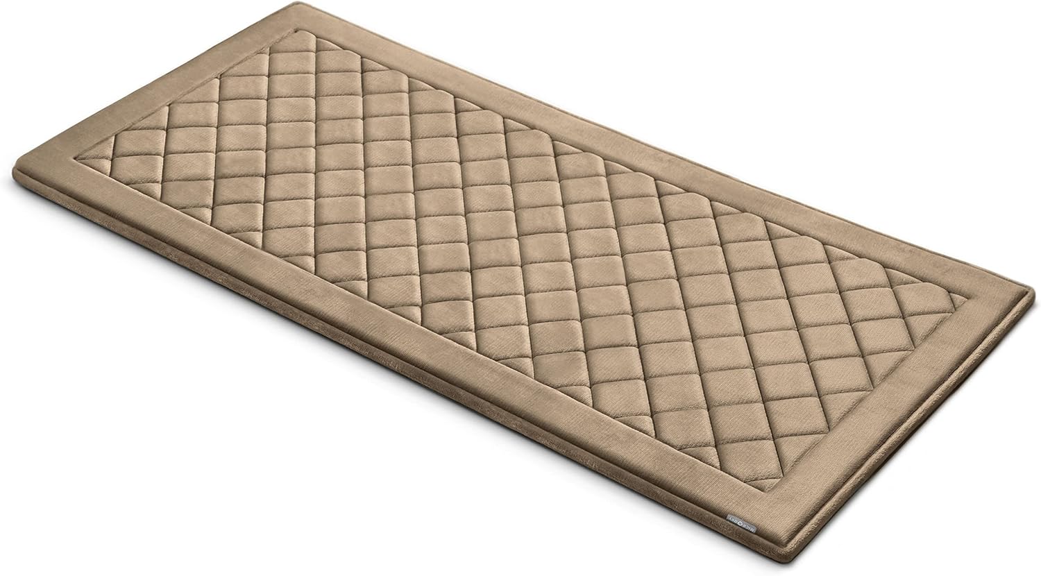 MICRODRY SoftLux Diamond Embroidered Bath Mat 24x58 Runner Linen