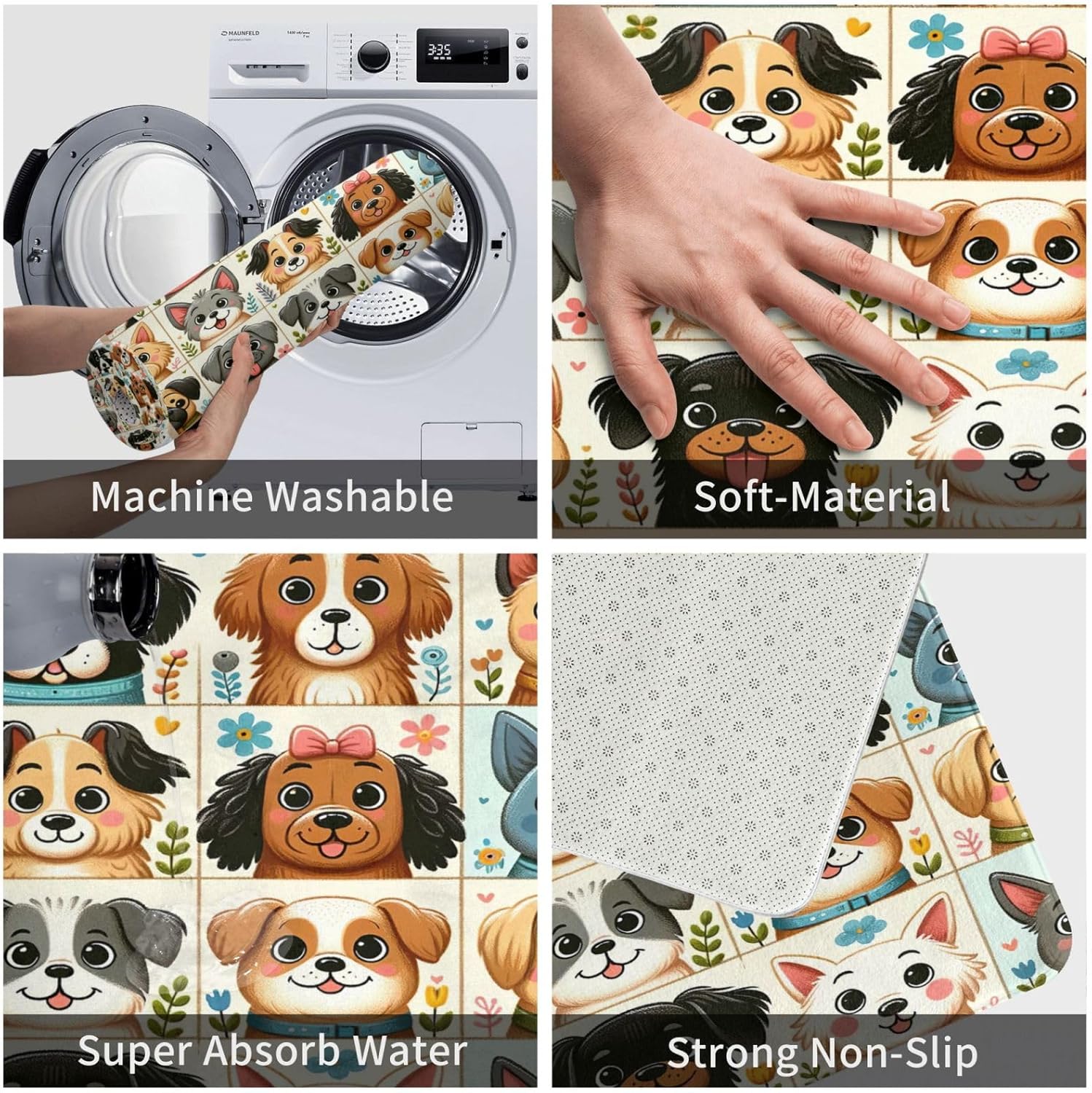 Cute Dog Bathroom Rug 24x16 inch Non-Slip