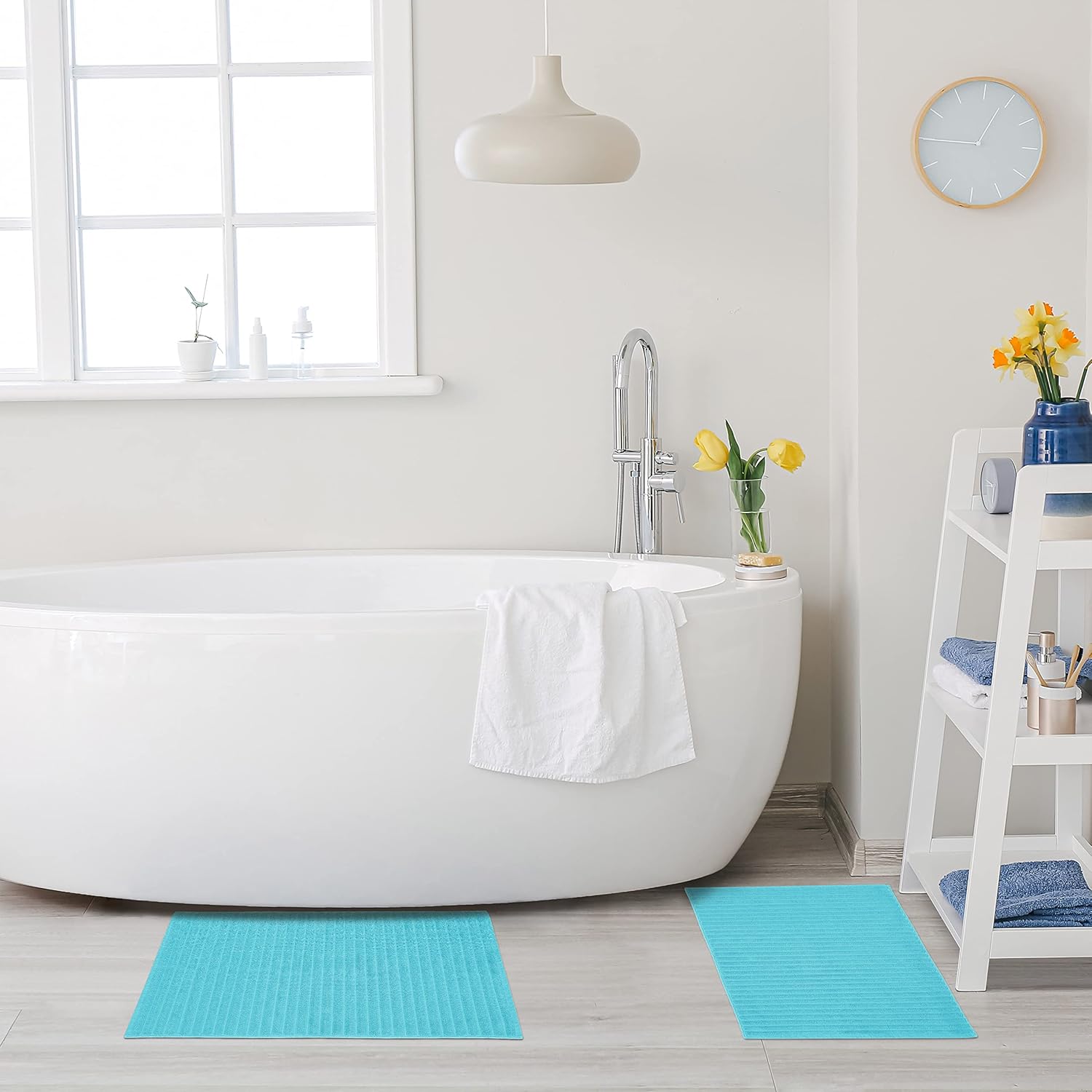 Superior Striped Bath Mats 2-Pack - Turquoise