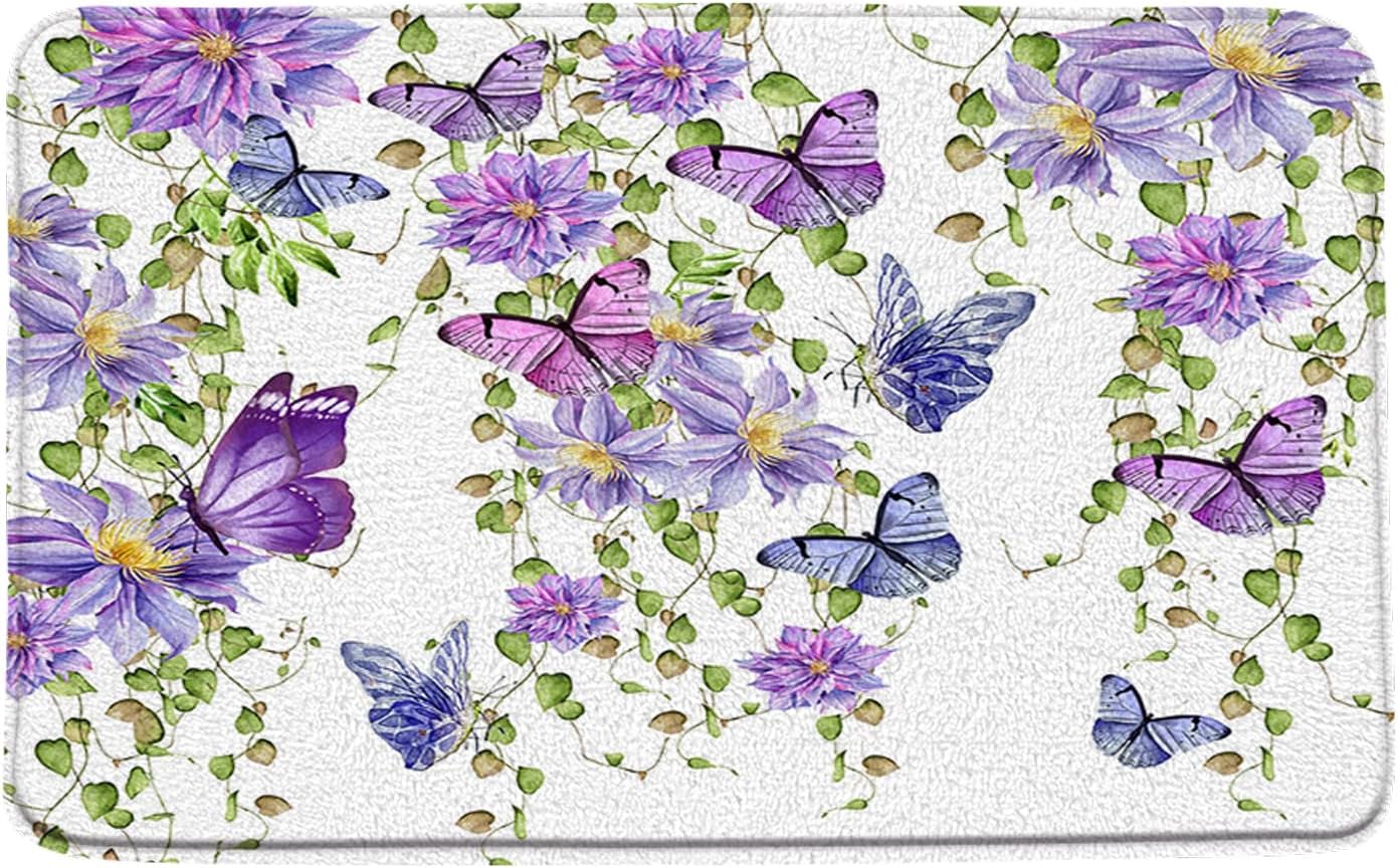 RDRUVA Abstract Tropical Leaves Bath Rug Set
