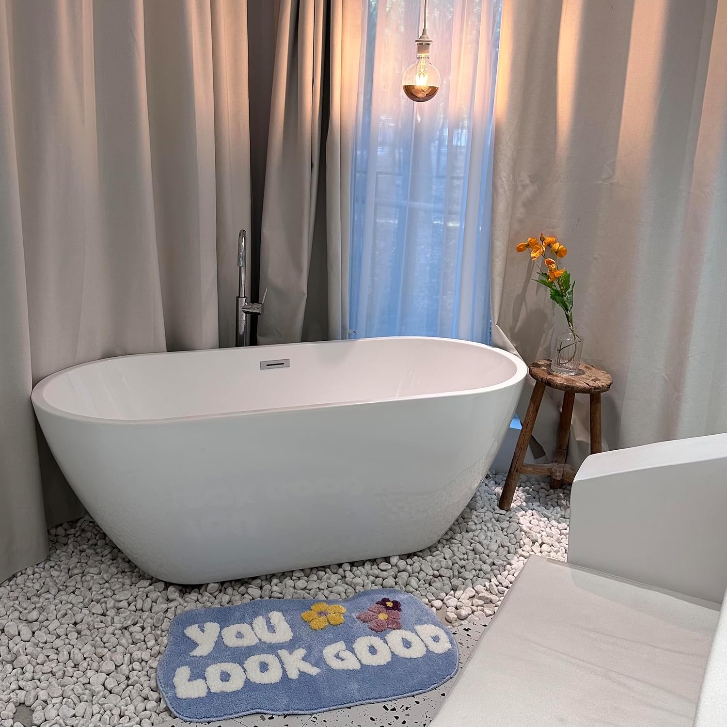 You Look Good Bath Mat Blue - Non-Slip Microfiber Rugs