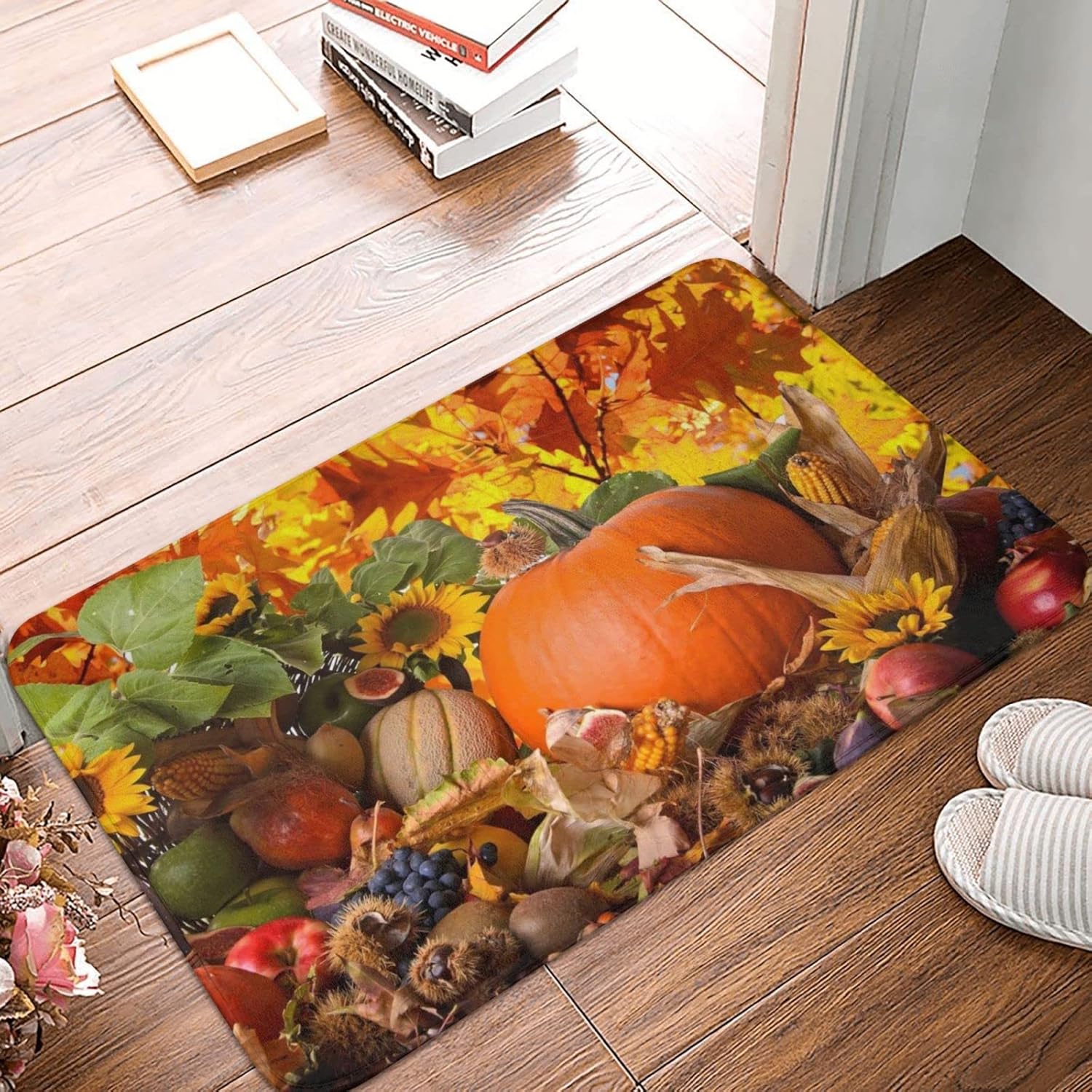 Soft Bath Mats with Pumpkin and Sunflower Design
