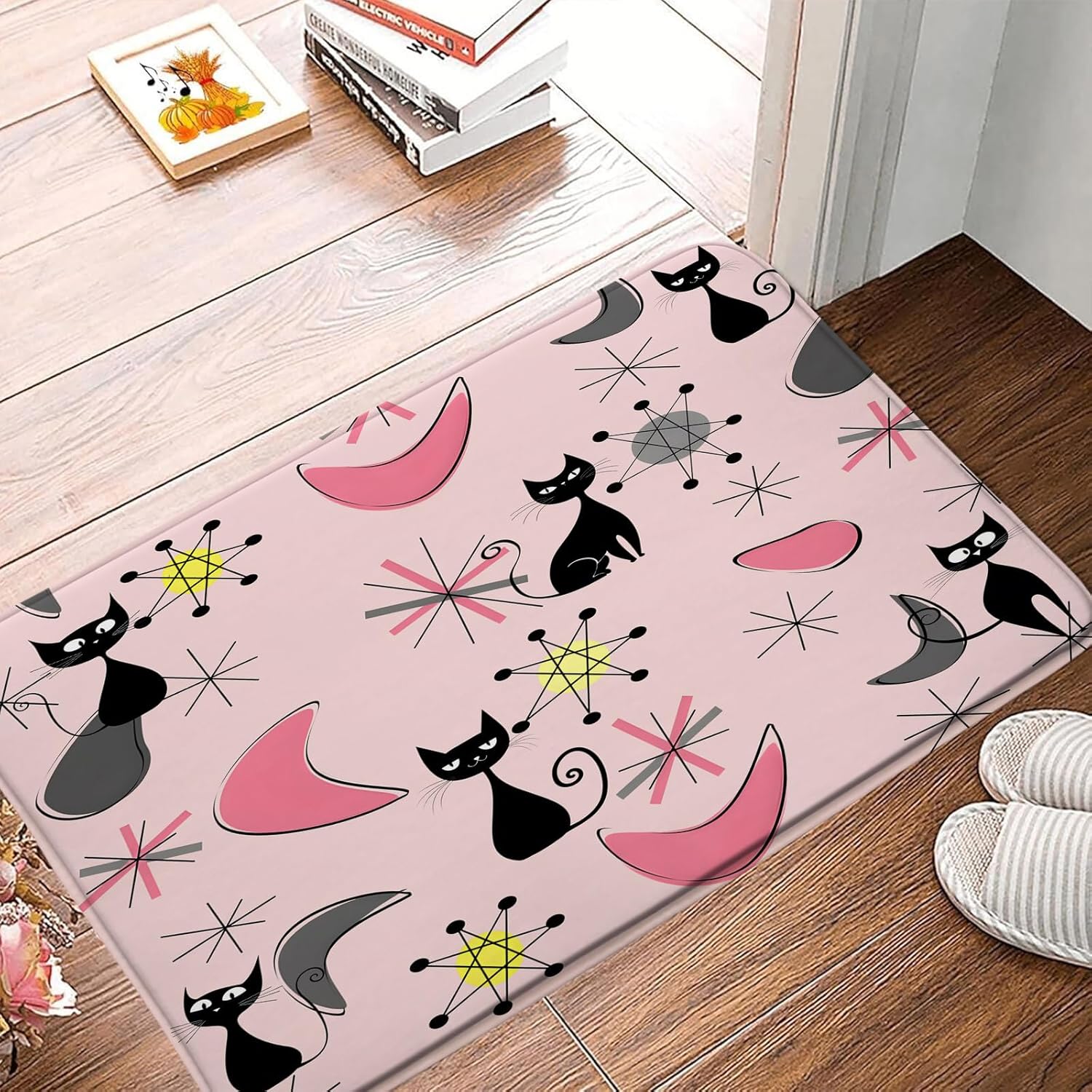 GCTNBJL Mid Century Bath Mat with Retro Design