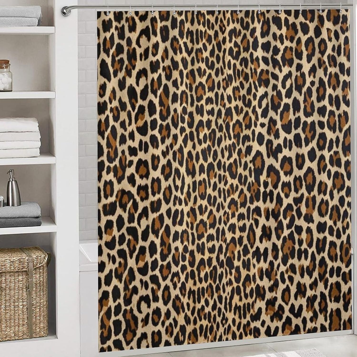 Supdreamc 4 Pack Cool Cheetah Leopard Shower Curtain Set with Bath Rug