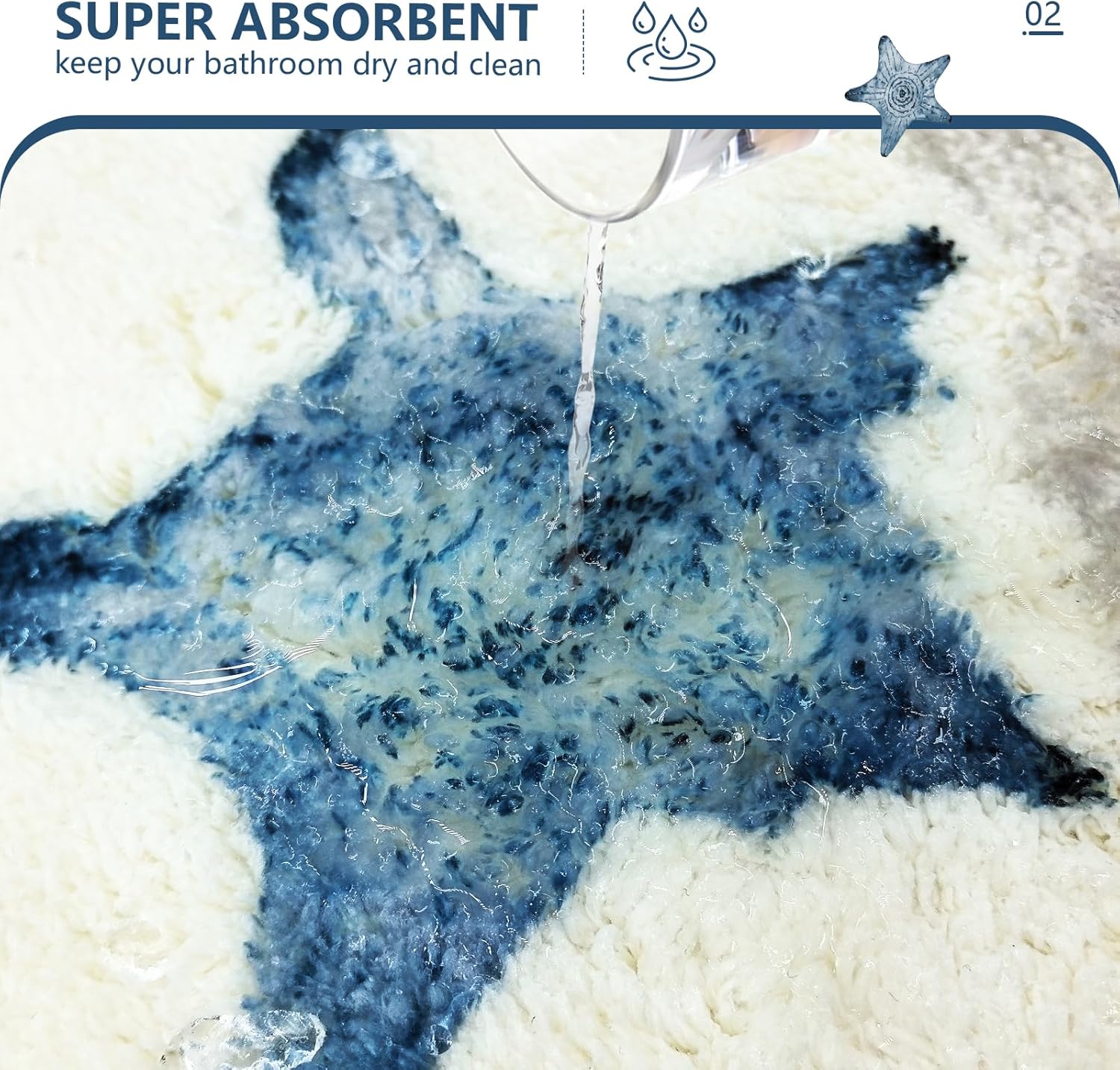 MEHOFOND Nautical Bath Rug 20x32 Navy Blue
