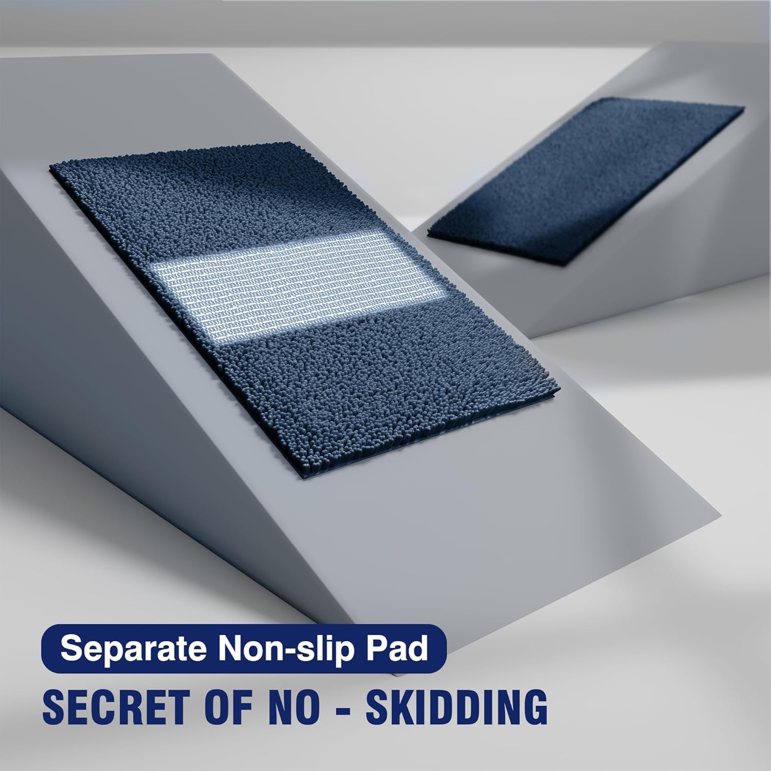TECHMILLY Non-Slip Bath Rug with Soft Plush Chenille Pad