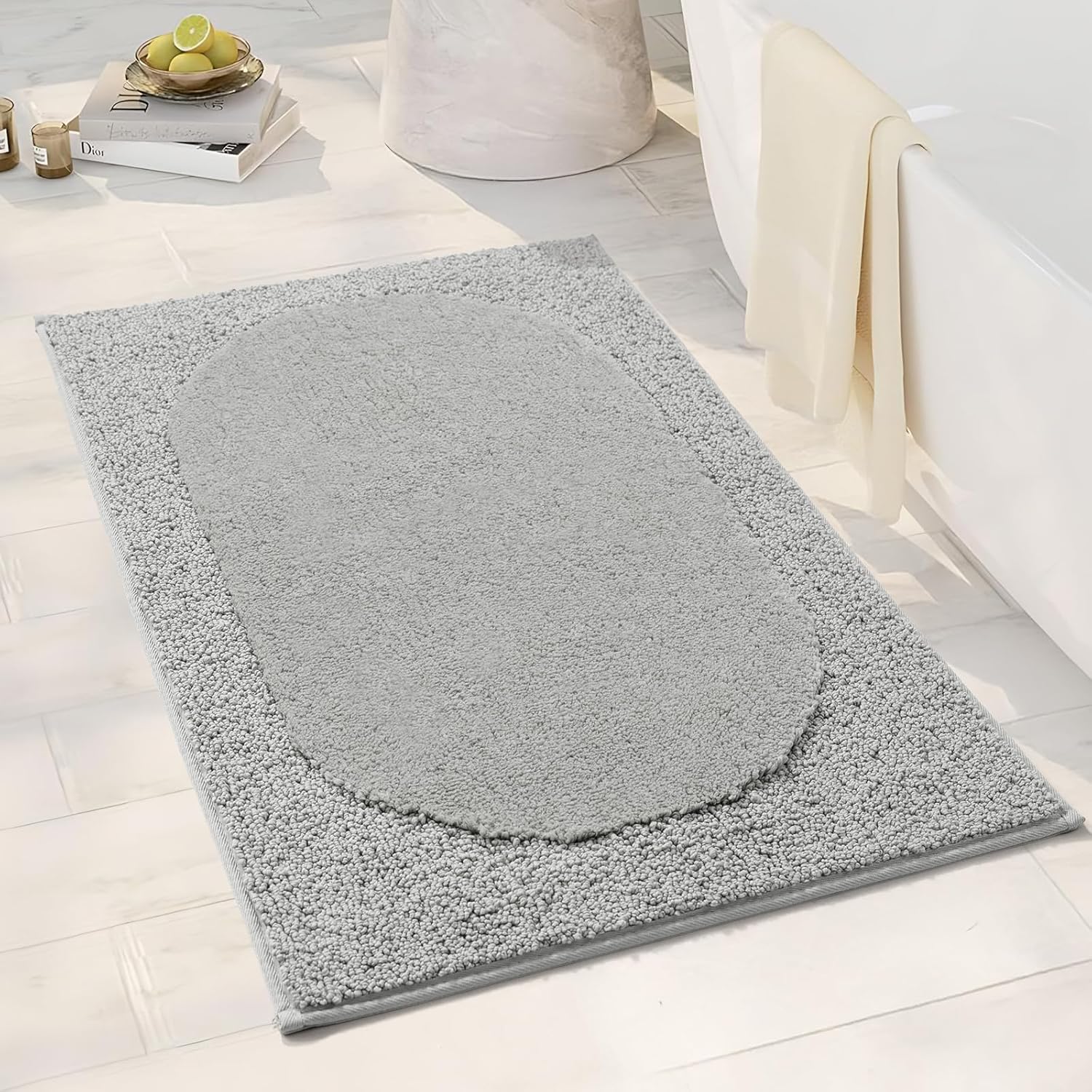 DEXDE 30x20 Bathroom Rug Gray Ultra Soft Absorbent