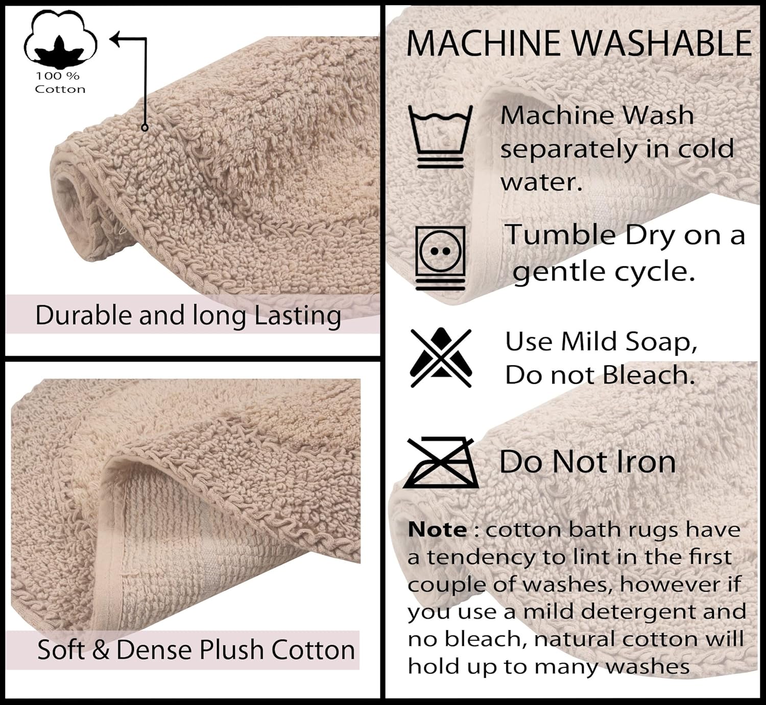 Home Weavers Double Ruffle Cotton Bath Rug Set 1