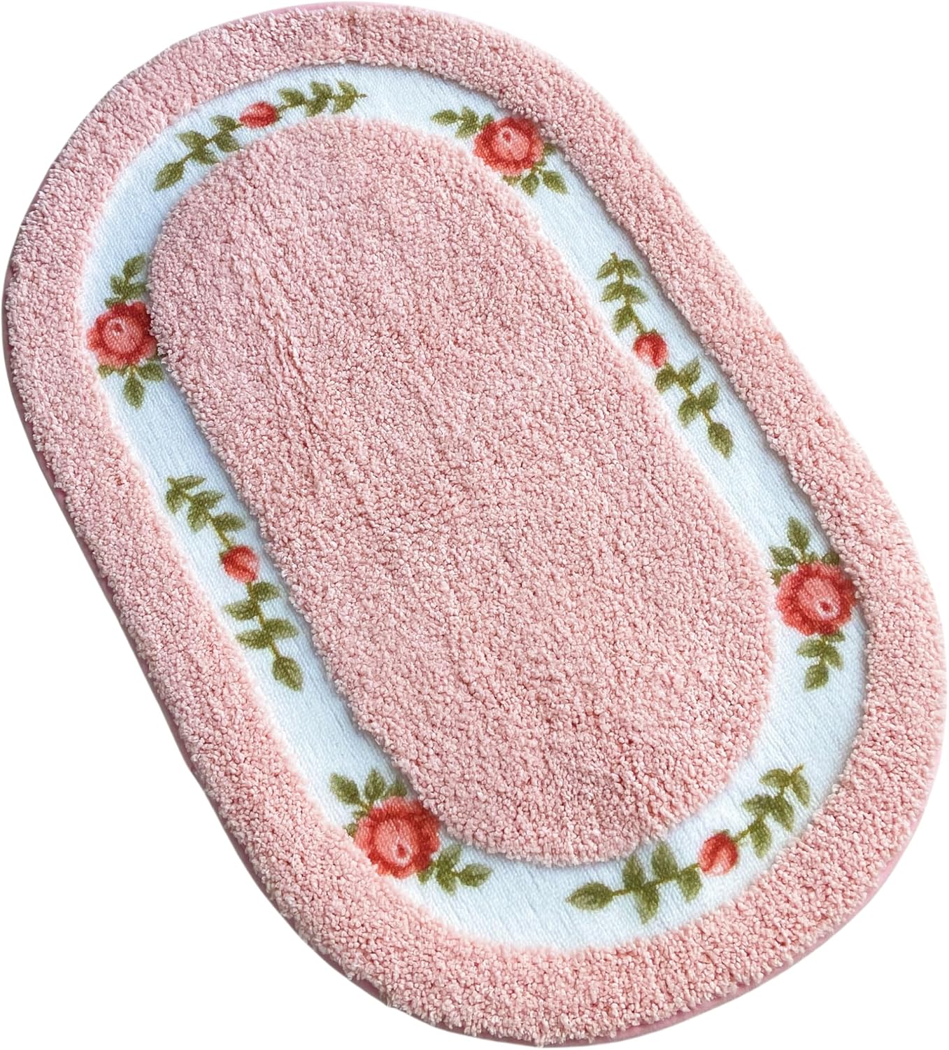 Sytian Nice Rose Flower Bath Rug - Pink 157 X 236 Oval