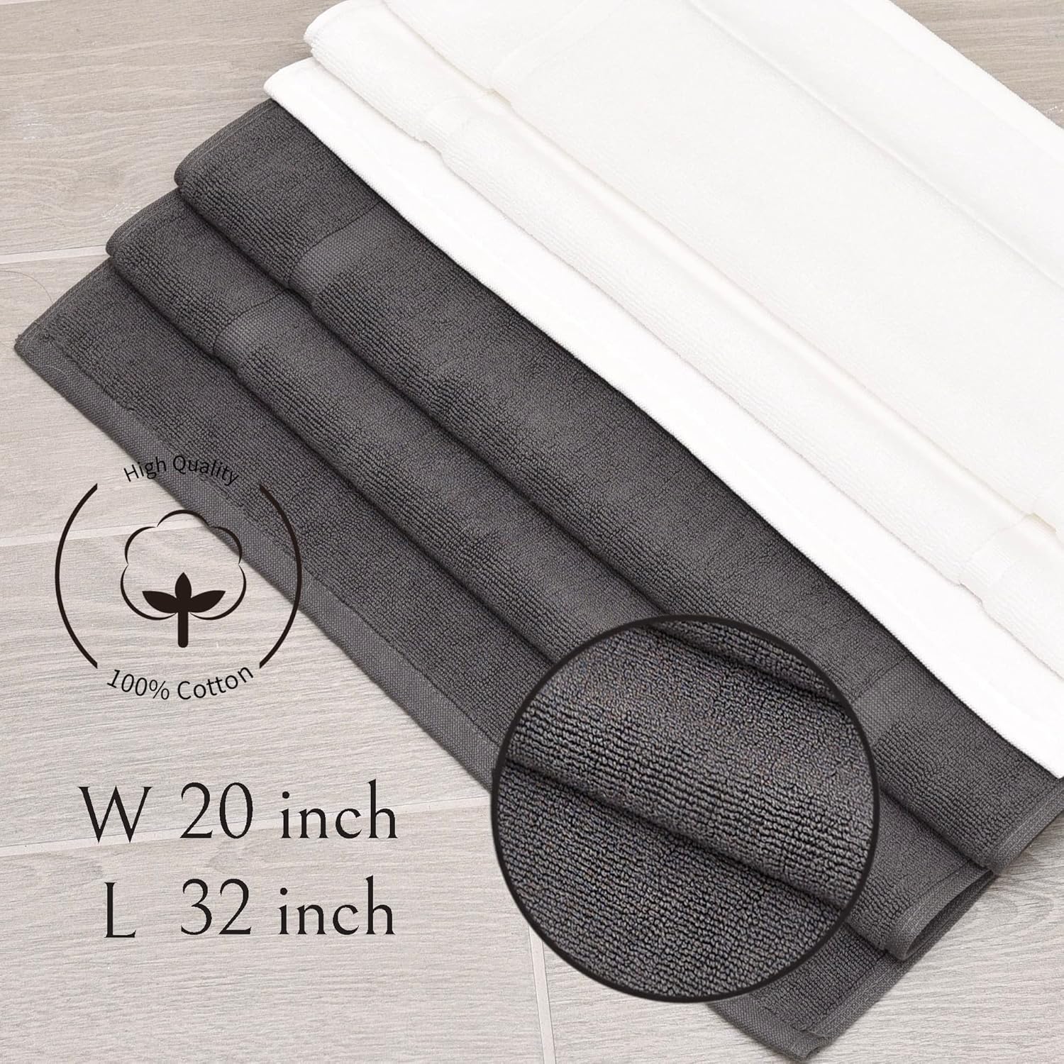 Pacific Linens Bath Mats Set of 2 - White 100 Cotton