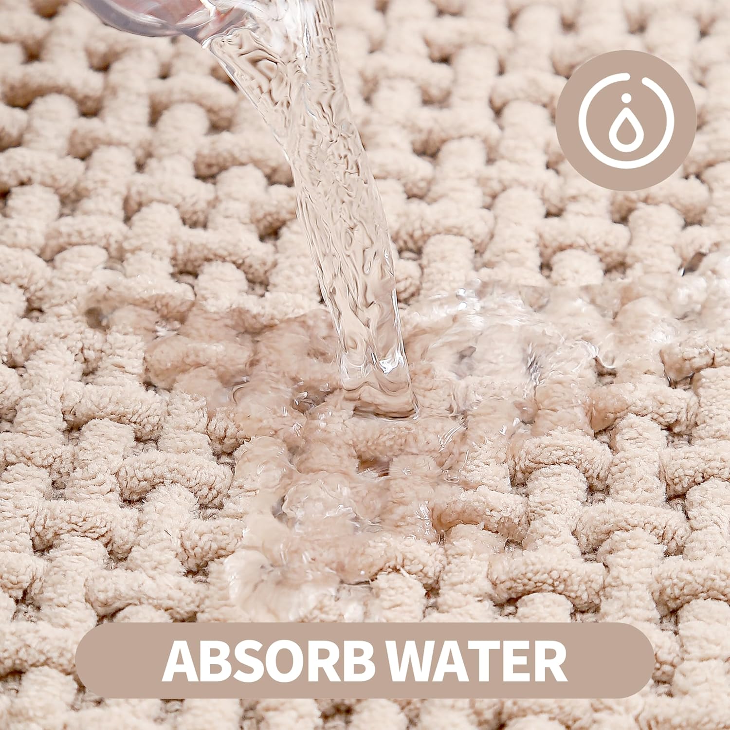 WARM HAVEN Beige Thin Bath Mat 16x24 Inch Non-Slip