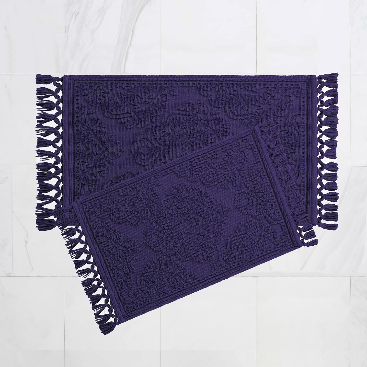 Jean Pierre Ricardo Bath Mats Set of 2 Indigo 17x31 21x41