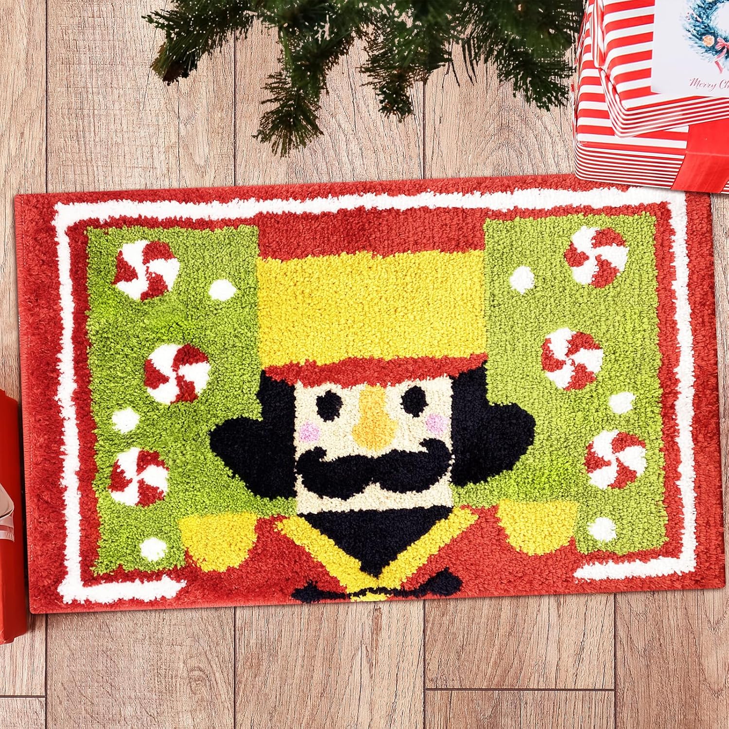 Christmas Bath Mat with Nutcracker Design 20x30 in Red