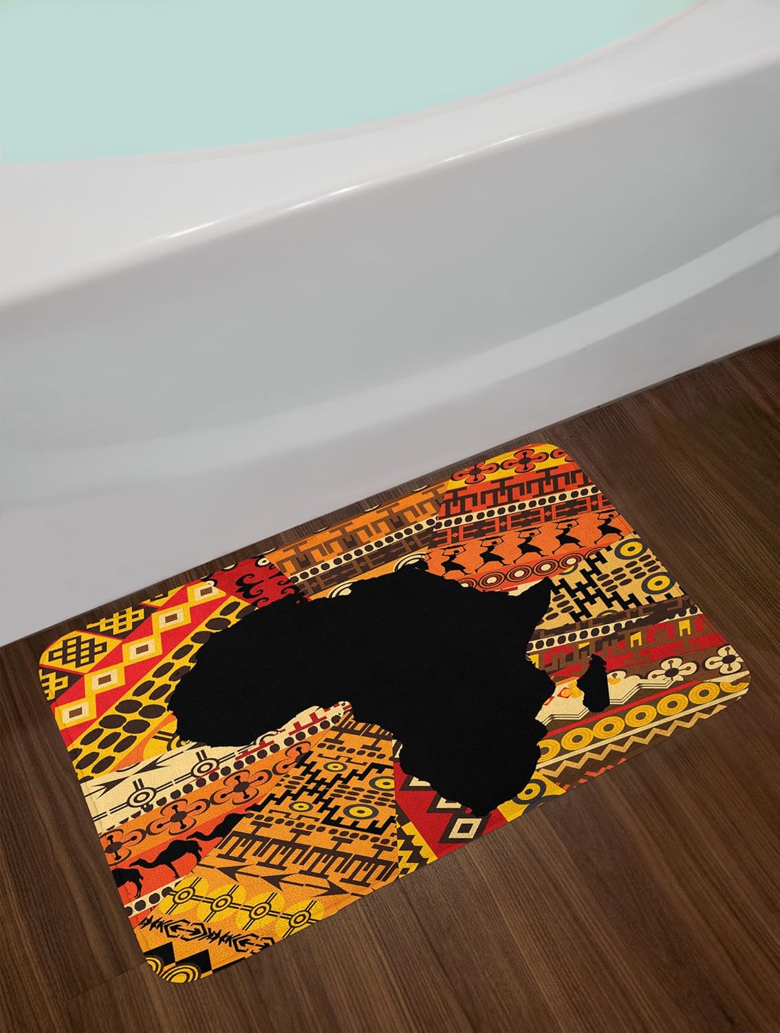 Lunarable African Bath Mat Plush Decor with Non Slip Backing