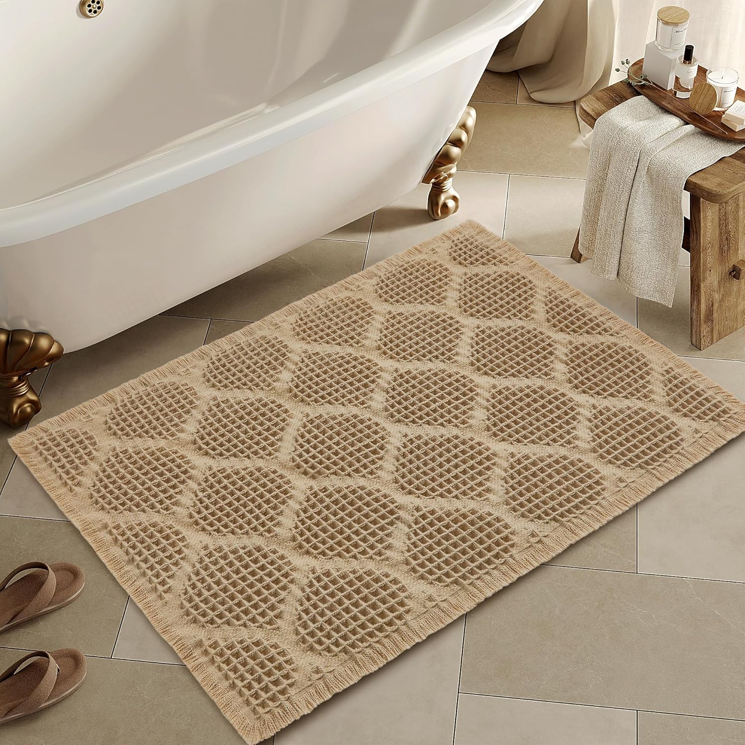 Non Slip Waffle Bath Mat Ultra Soft Quick Dry 18x30