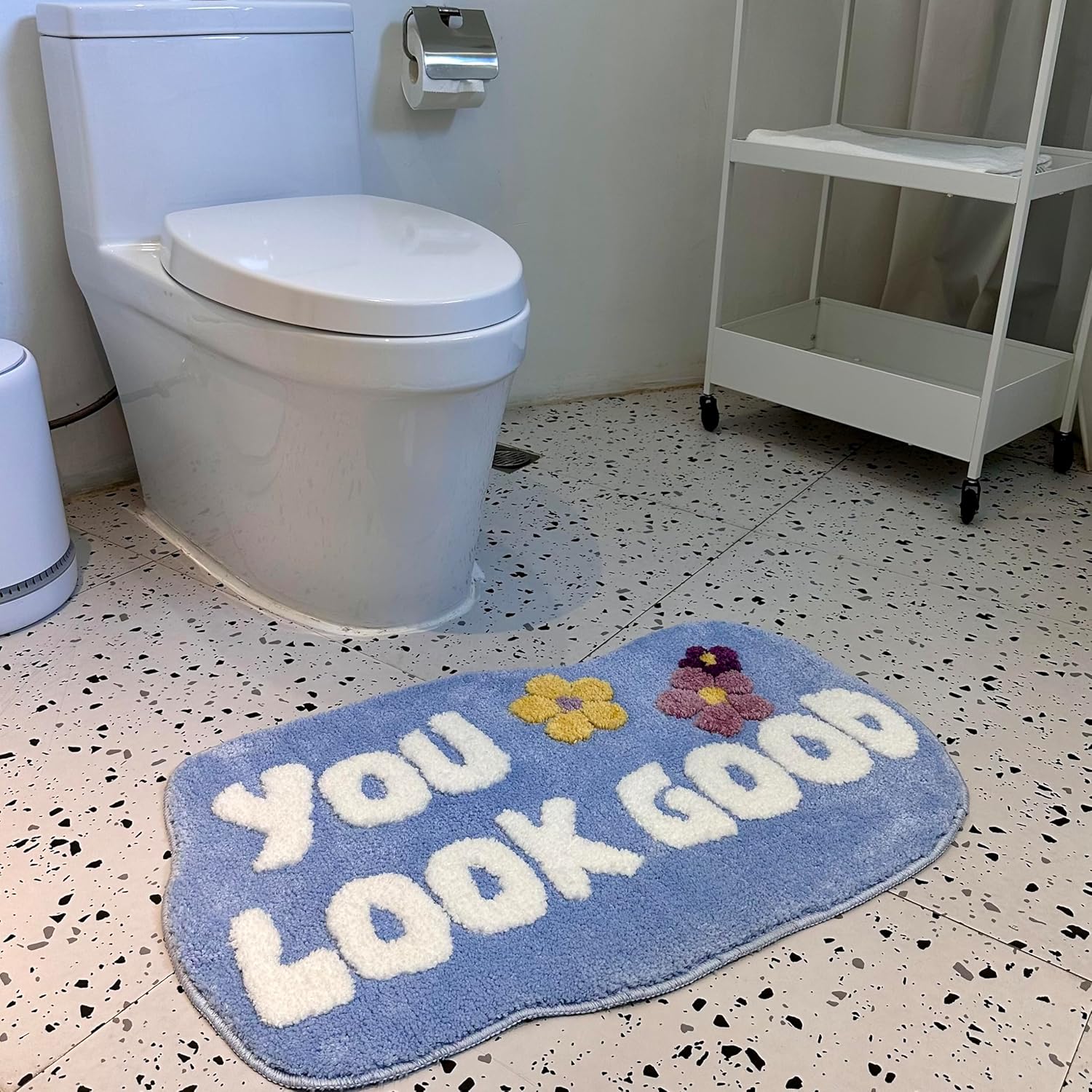You Look Good Bath Mat Blue - Non-Slip Microfiber Rugs
