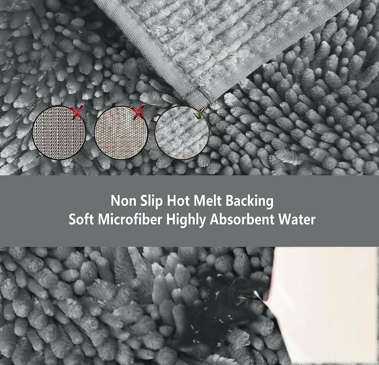 BH Home Linen 2-Piece Butter Chenille Bath Mats Set Grey