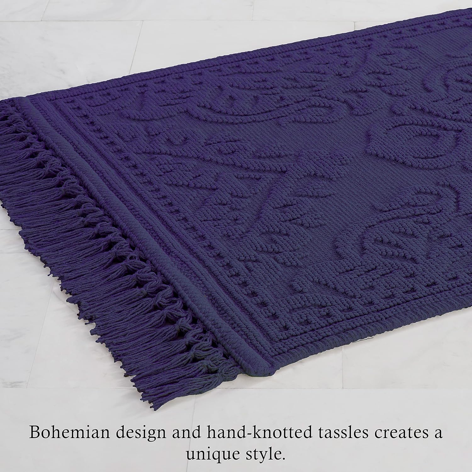 Jean Pierre Ricardo Bath Mats Set of 2 Indigo 17x31 21x41