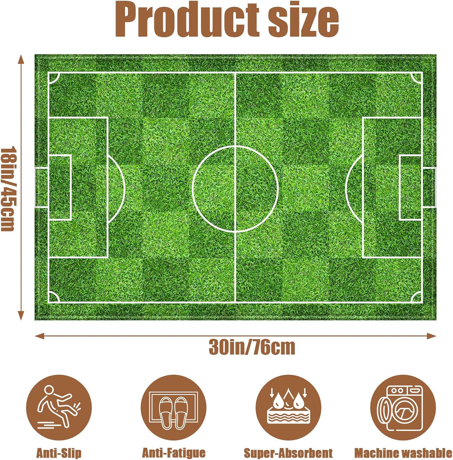 COSHARKLY Soccer Field Bath Mat 17x30 Inch Non-Slip