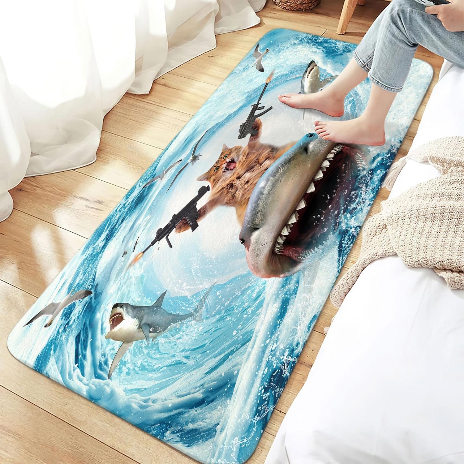 Funny Cat Bath Mat 17X29 Inches Non Slip