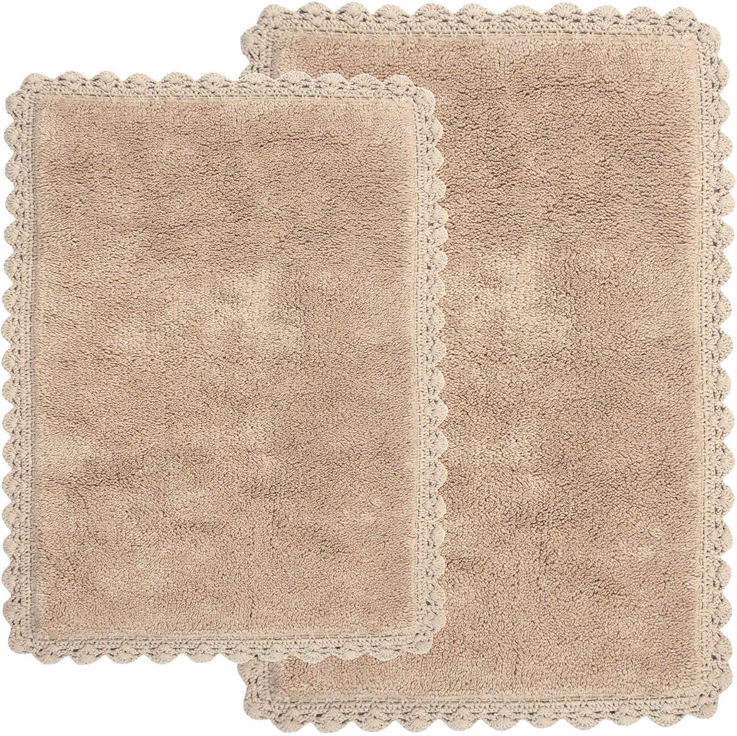 Chesapeake Linen Crochet Bath Rug Set 21 x 34 17 x 24