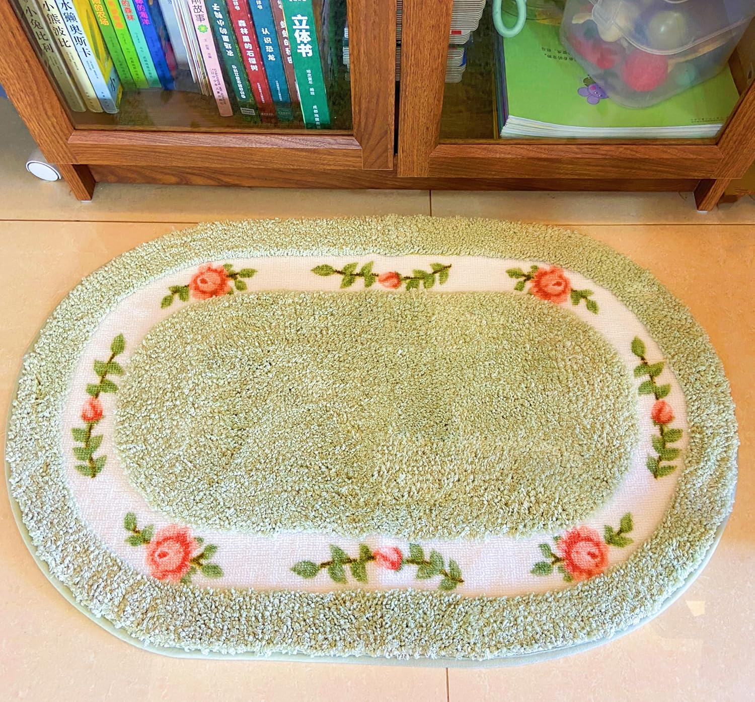 Sytian Nice Rose Flower Bath Mat Non Slip Super Soft