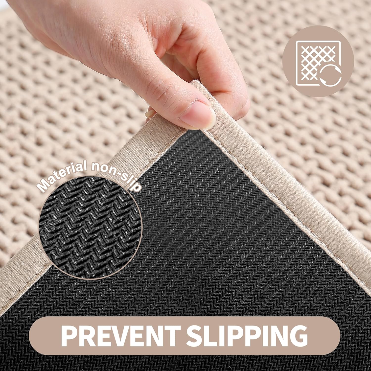 WARM HAVEN Beige Thin Bath Mat 16x24 Inch Non-Slip