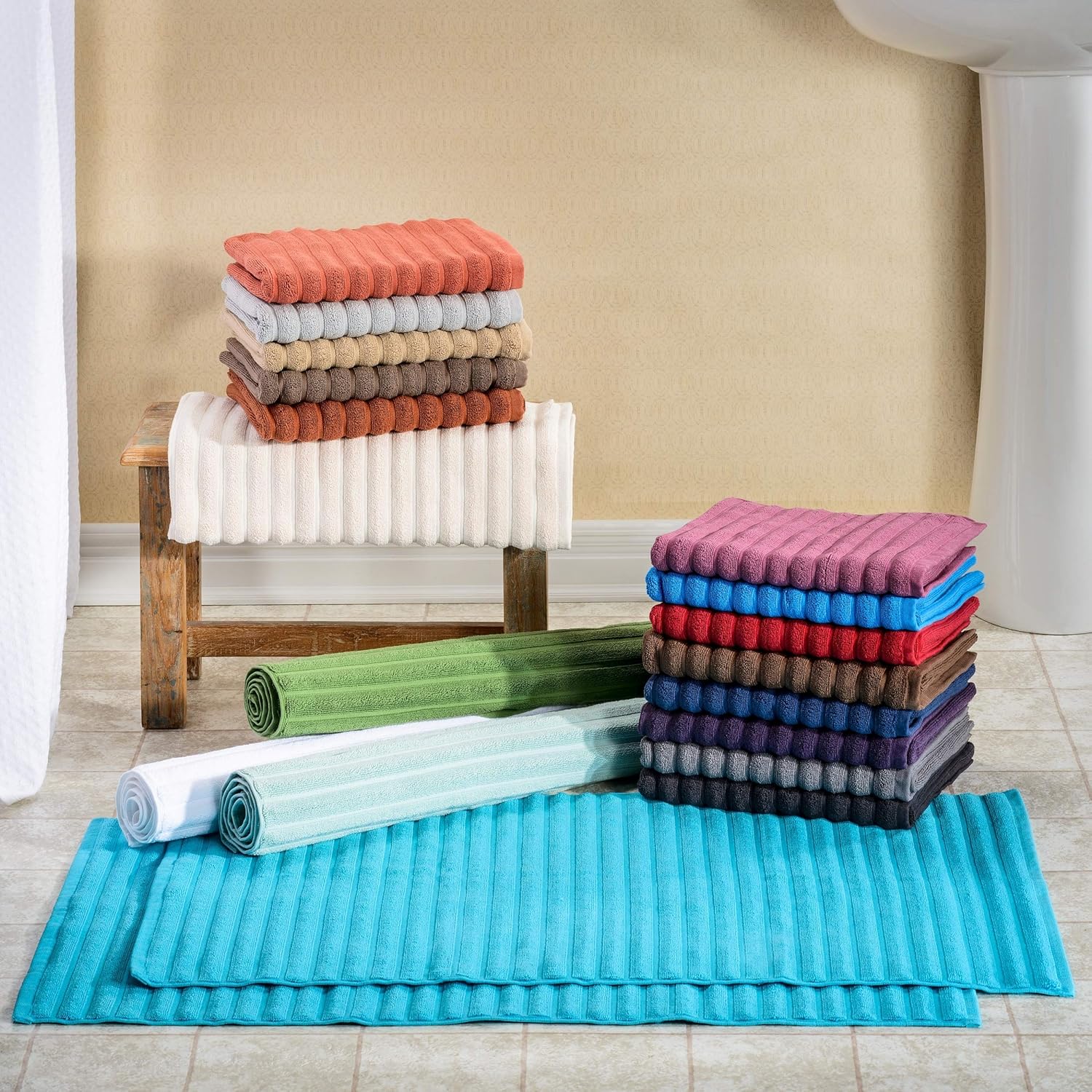 Superior Striped Bath Mats 2-Pack - Turquoise