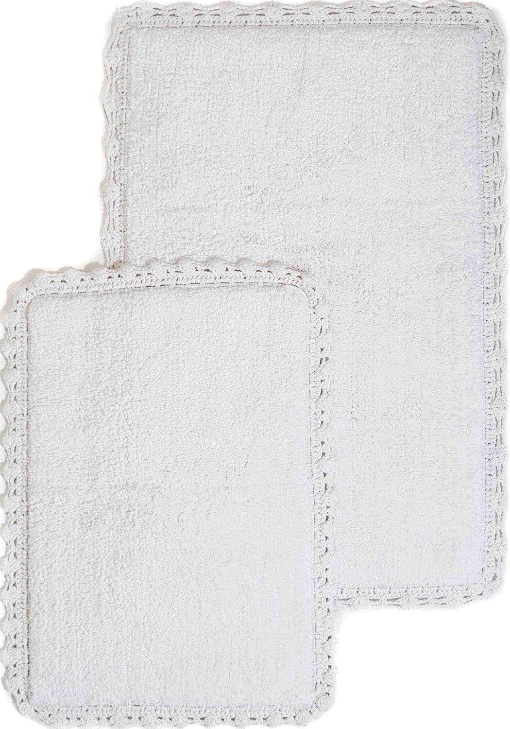 Chesapeake Crochet Bath Rug Set White 1