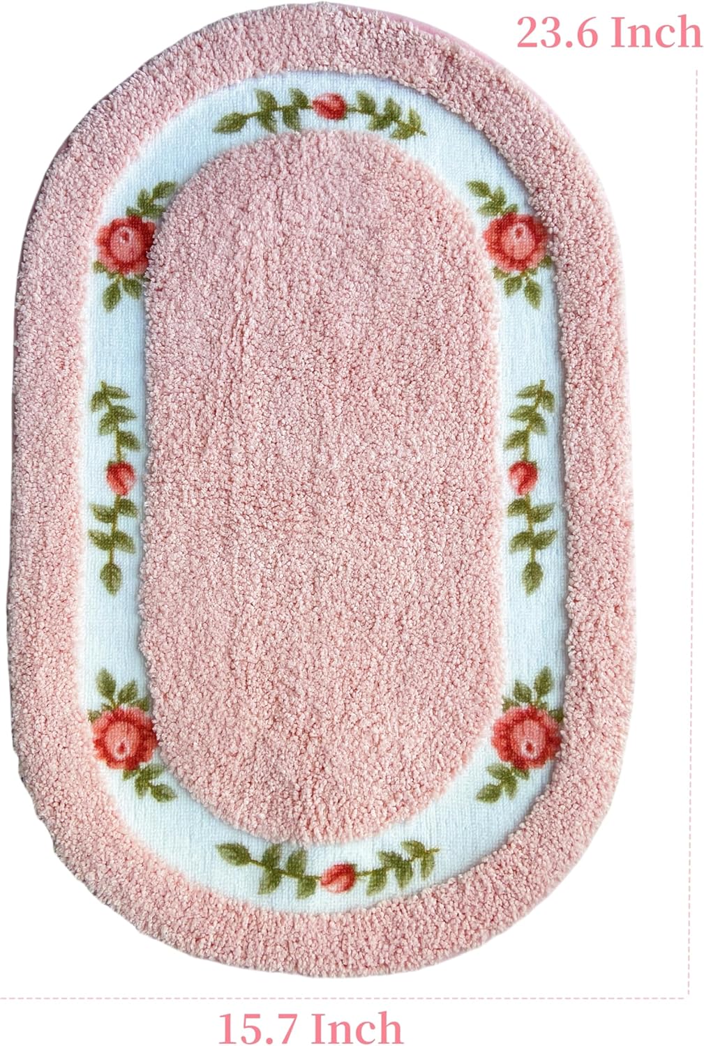 Sytian Nice Rose Flower Bath Rug - Pink 157 X 236 Oval